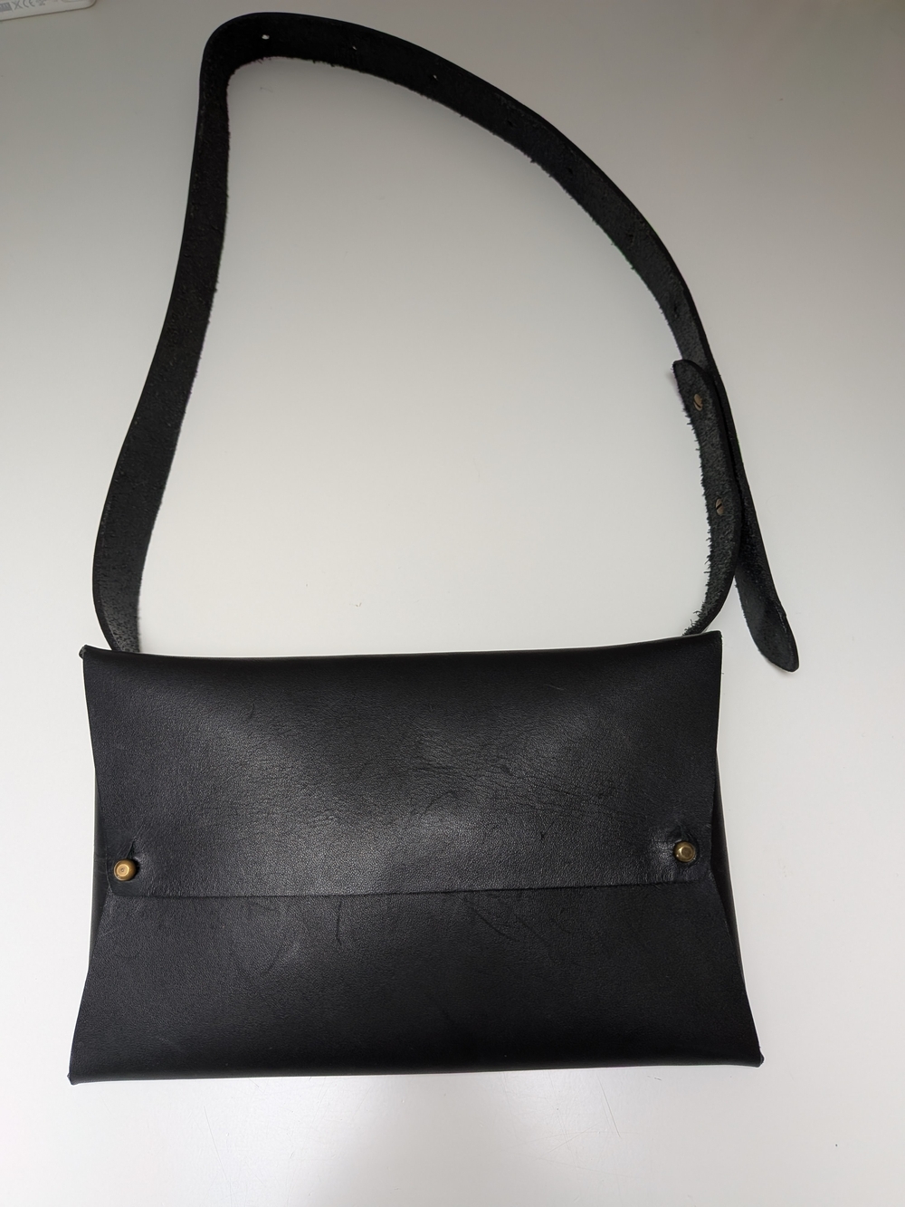 Black Leather Crossbody/Belt Bag